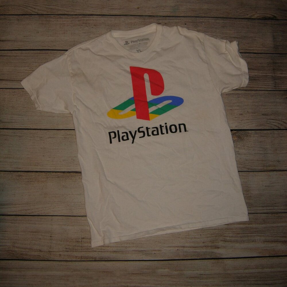 Playstation White T-Shirt Youth Large